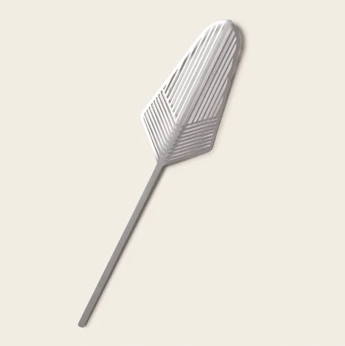 ESCULTURA FOLHA EM METAL PRATA 42X10CM