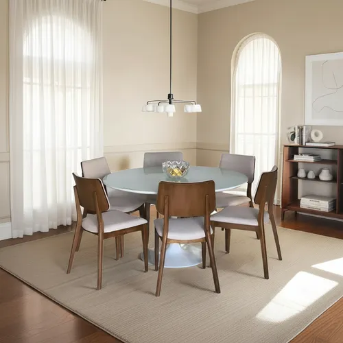 MESA DE JANTAR SAARINEN LACA VIDRO BRANCO D120