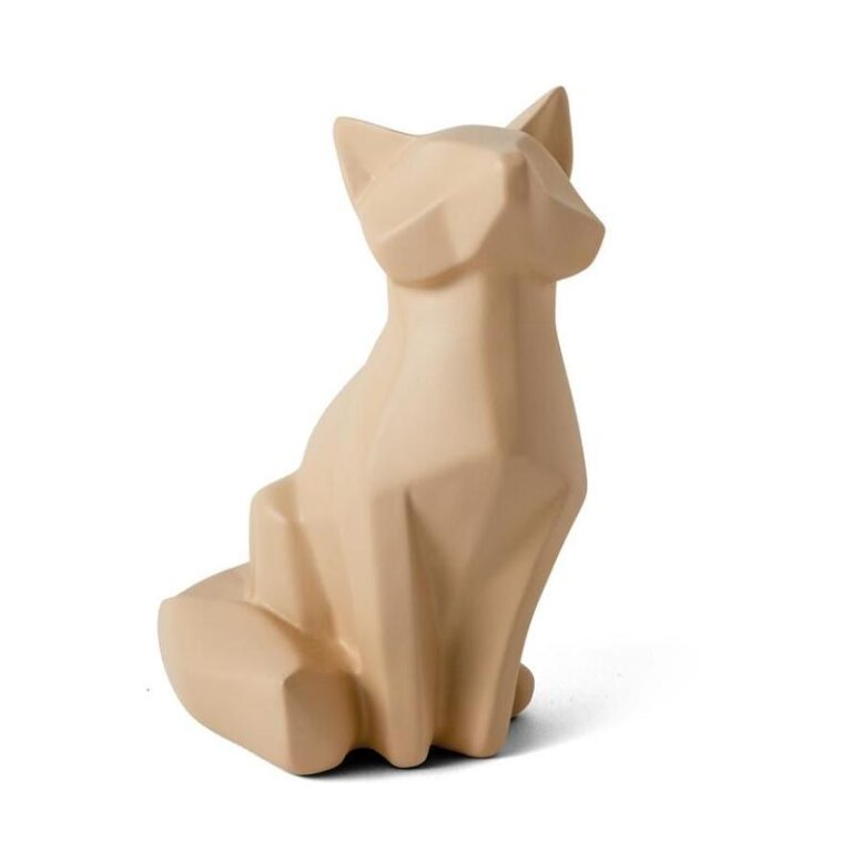 Escultura Raposa em Polirresina Bege 24x13x16cm