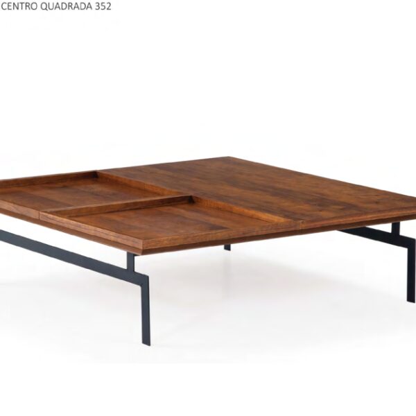 MESA DE CENTRO ISIS BASE PRETO TAMPO IMBUIA 120X120X34