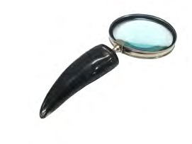 LUPA DE AUMENTO DE METAL PRATA COM CABO DE RESINA PRETO