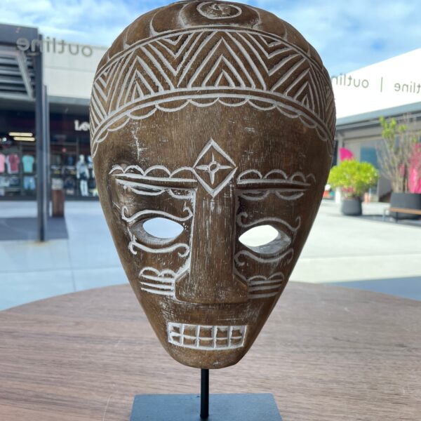 ESCULTURA DE MADEIRA MASCARA TRIBAL G