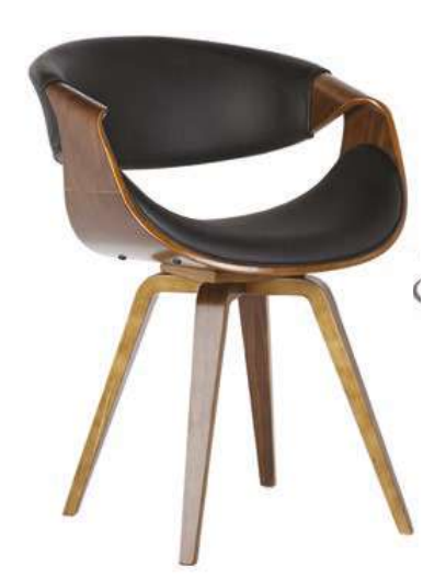 CADEIRA NICOLE BASE MADEIRA ASS PU PRETA 55X58X78