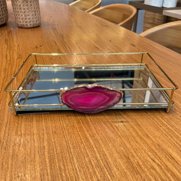 BANDEJA FENCE 15 X 25 CM DOURADA - AGATA ROSA