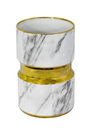 VASO MARMORIZADO BRANCO DOURADO - P