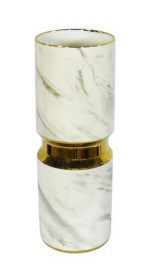 VASO MARMORIZADO BRANCO/DOURADO G