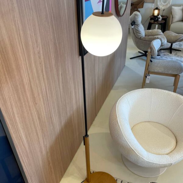 ABAJUR COLUNA ESPHERA CASTANHO