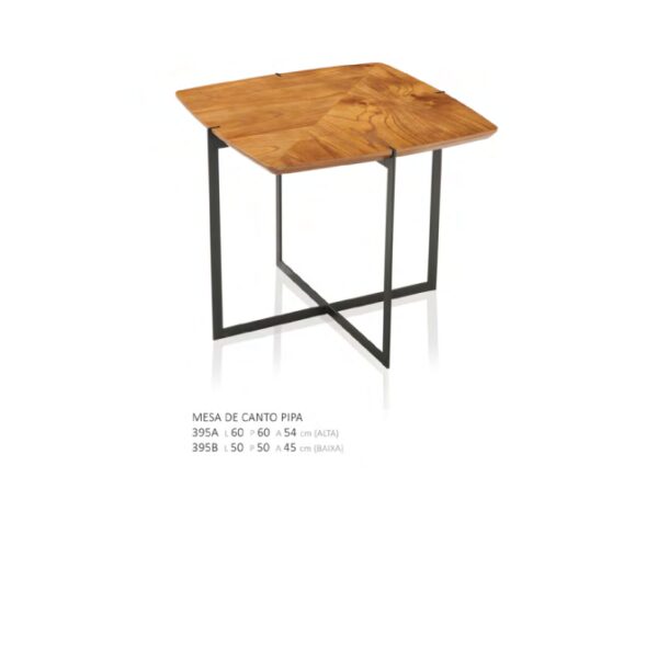 MESA LATERAL PIPA BASE PRETO TAMP/IMBUIA 50X50X45