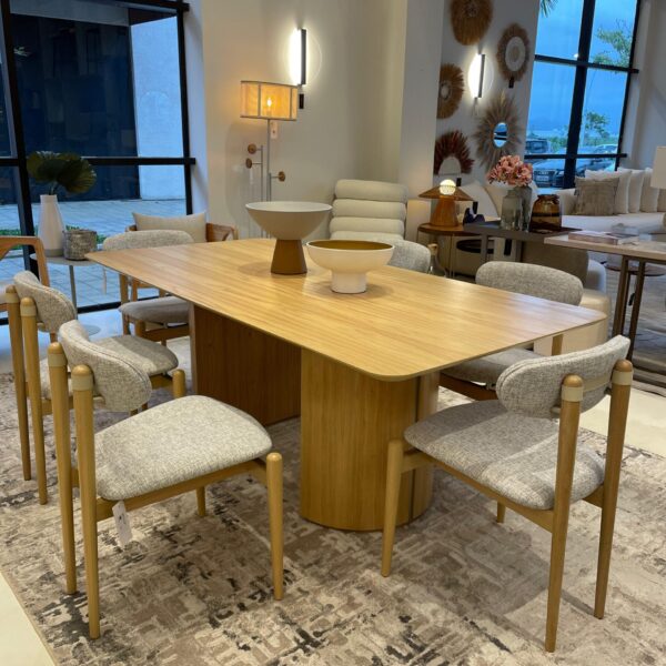 MESA DE JANTAR MOON BASE/TAMPO PALHA DET NUDE 200X100X75