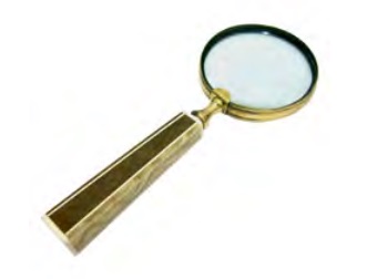 LUPA DE AUMENTO DE METAL DOURADO COM CABO DE RESINA BEGE E M