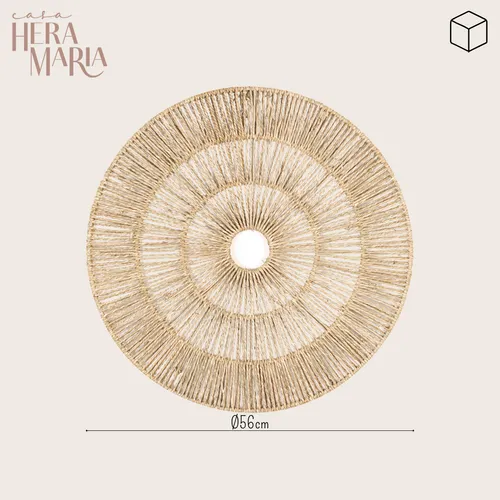 ADORNO DE PAREDE EM FIBRA NATURAL PALHA 65X30X10CM