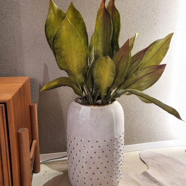 VASO CEREMICA BRANCO E DOURADO