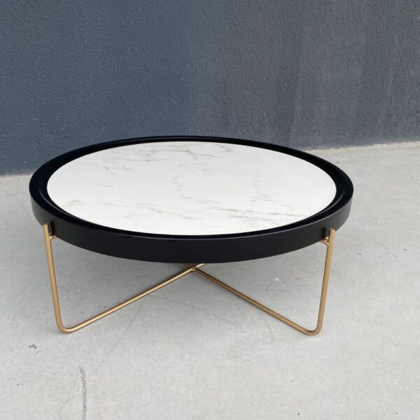 MESA CENTRO GAIA BASE DOU TAMP/PRETO PORCELANATO 70X70X28