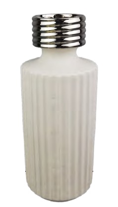 VASO DE CERAMICA BRANCO E PRATEADO