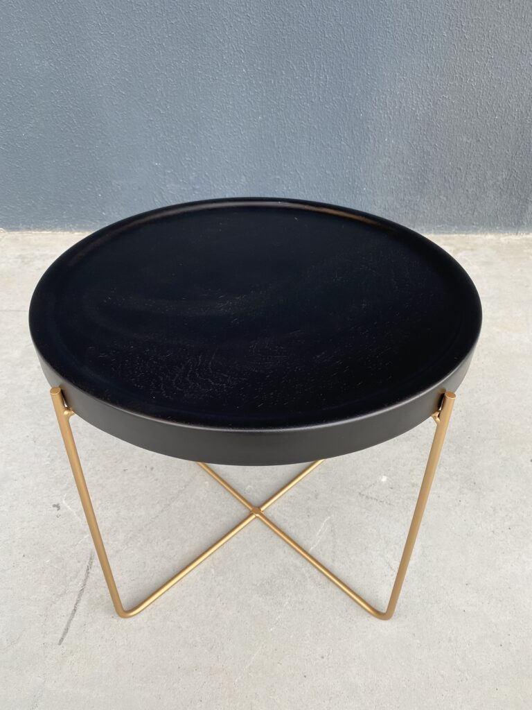 Mesa Lateral Vanda Baixa Ref 389B Base Champ/Tp Ebanizado