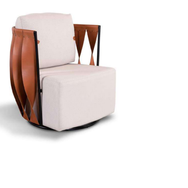 POLTRONA FERRARA METAL PT ENC COURO TEC BRONE 2164 75X70X84