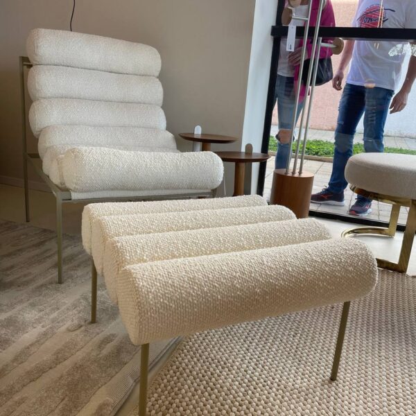 PUFE ROLOS AÇO TAPUE TEC BOUCLE 40X50X56