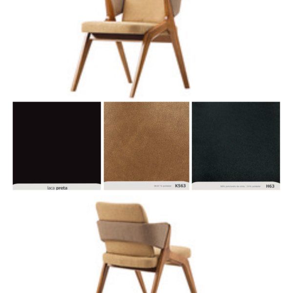CADEIRA VERSA BASE LACA PRETO/FRENTE TECK563/COSTAS TECH63