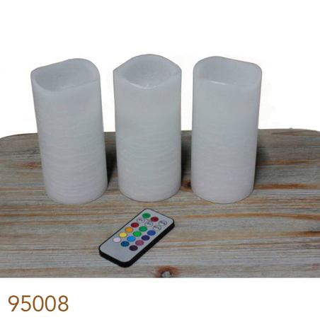 JOGO VELAS LED CONTROLE REMOTO BRANCA 15X8X8 G 3PCS