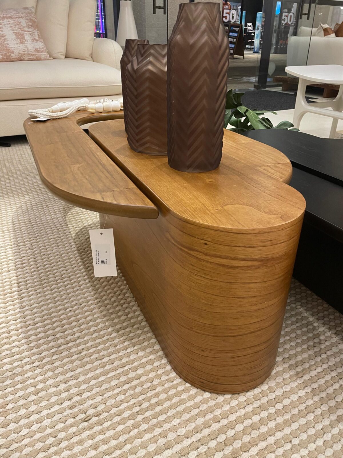 MESA CENTRO VENITA OVAL COR AMENDOA 125X60X33 - Imagem 3