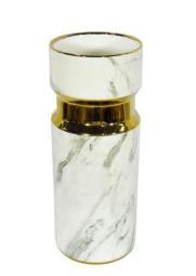 VASO MARMORIZADO BRANCO DOURADO - M