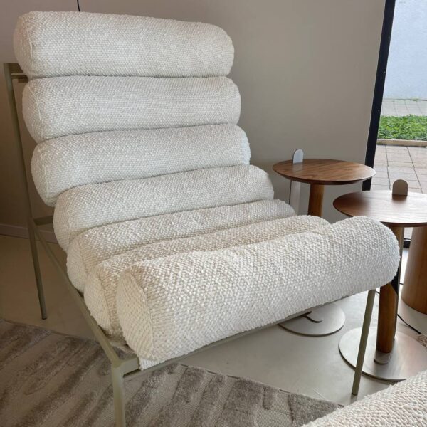 POLTRONA ROLOS AÇO TAUPE TEC BOUCLE 80X70X90