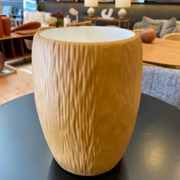 VASO CERAM. BRANCO/CARAMELO
