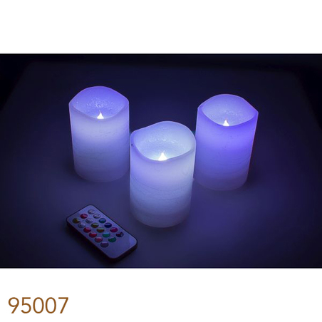 JOGO DE VELAS CONTROLE REMOTO BRANCA 3PCS 10X8X8