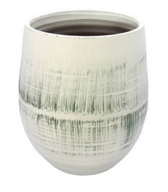 VASO EM CERAMICA BRANCO/VERDE