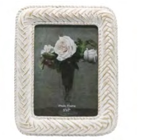 PORTA RETRATO EM RESINA BRANCO E BEGE