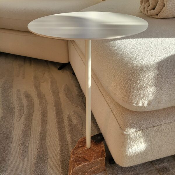 MESA FLUTUANTE ALUMINIO BASE PEDRA CALCITA LARANJA 60X26 CM