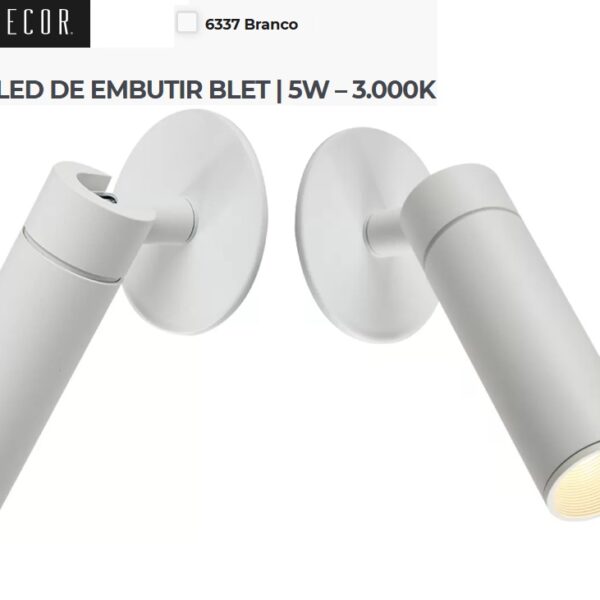 SPOT LED EMBUTIR BLET 24A 5W 3000K BRANCO