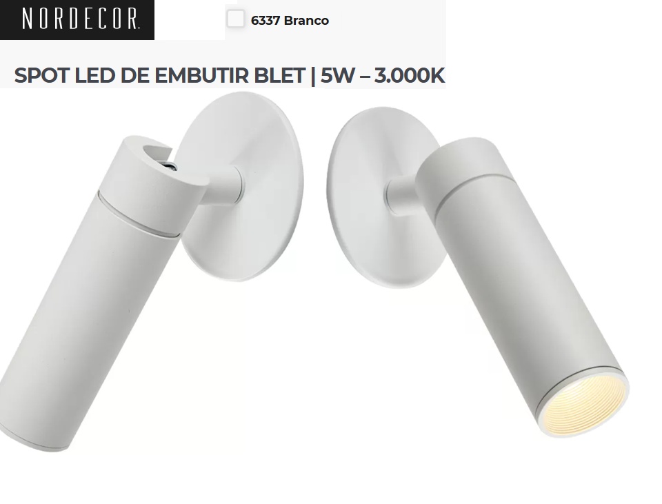 SPOT LED EMBUTIR BLET 24A 5W 3000K BRANCO - Imagem 1