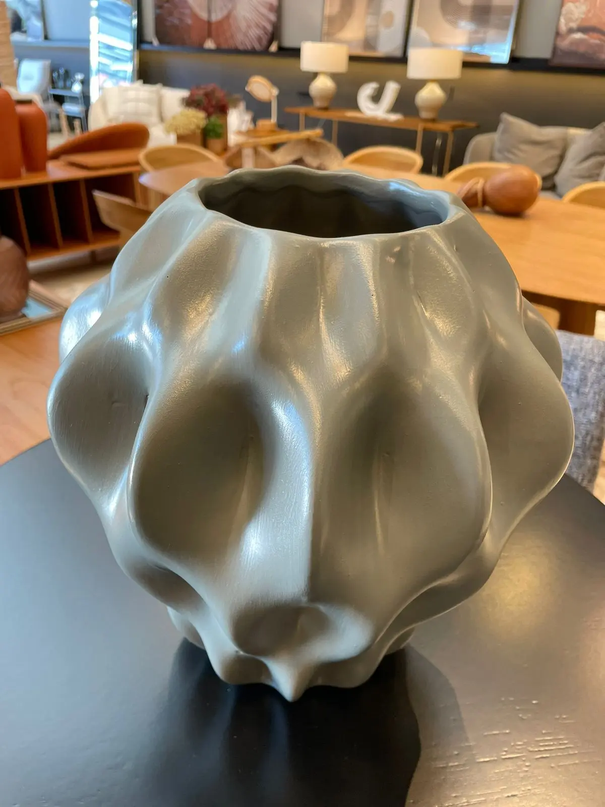 Vaso Ceram. Ondas Verde Musgo - Imagem 2