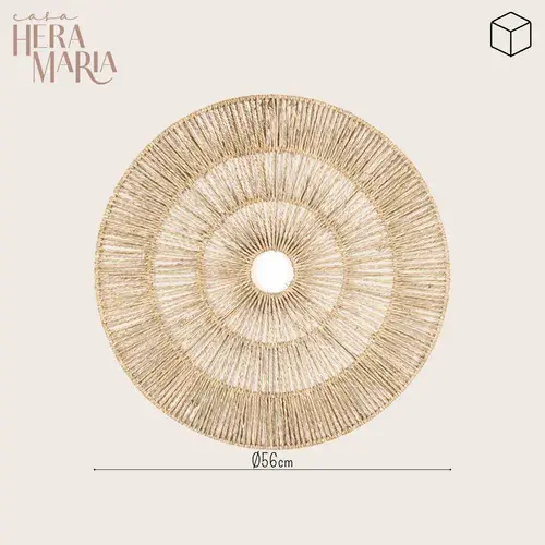 Adorno de Parede em Fibra Natural Palha 65x30x10cm