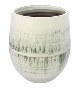 Vaso em Cerâmica Branco/Verde